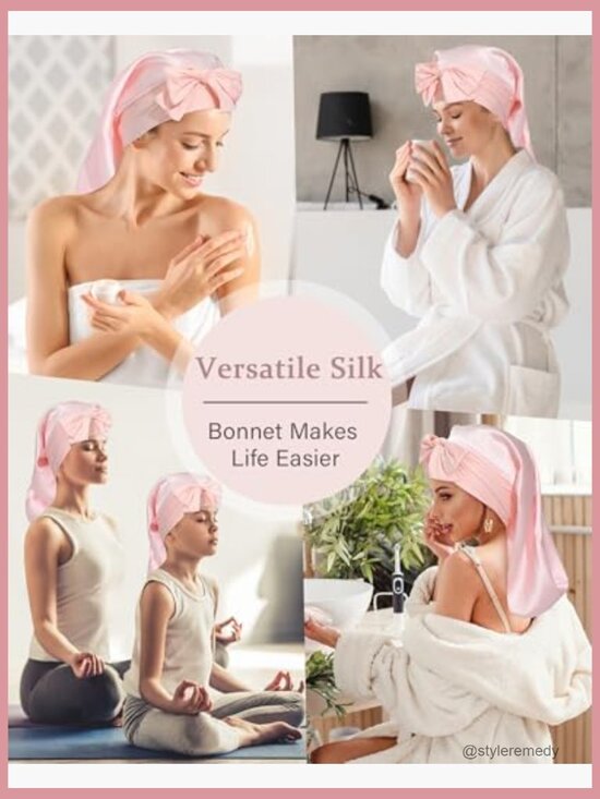 100% Mulberry Silk Long Hair Bonnet for Sleeping Anti-Frizz Hair Wrap main image 5